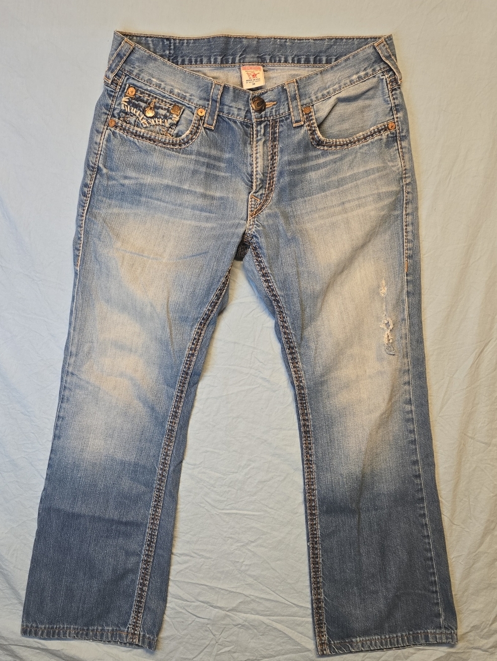 True Religion American Bootcut Blue Wash Lightly Distressed Jeans Vintage Y2K